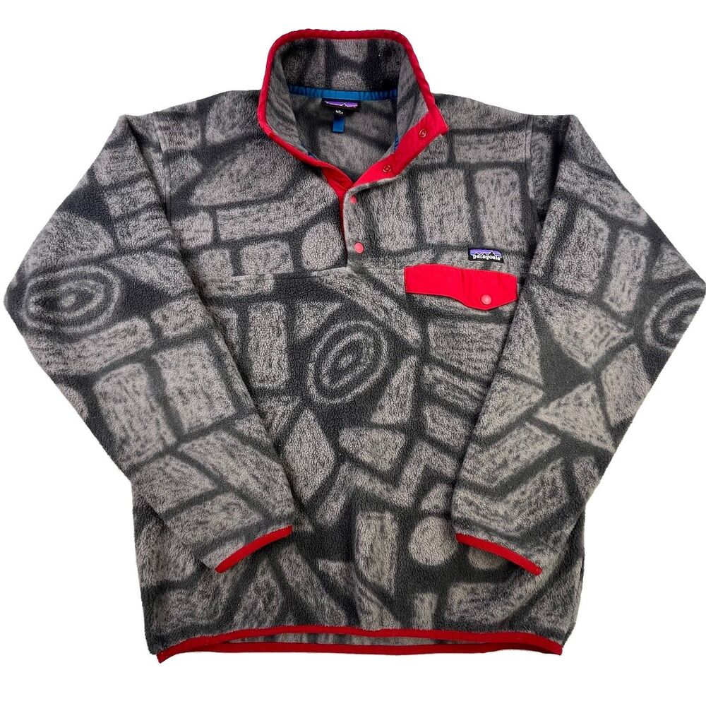 Patagonia Synchilla Snap-T Pullover Fleece Mens Medium Gray Stone Tribal Aztec